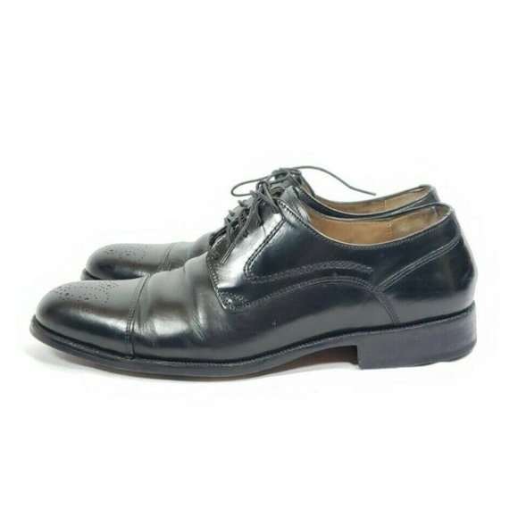 Johnston & Murphy Cap Toe Oxfords Men's Size 8.5 Black Leather - Picture 4 of 8